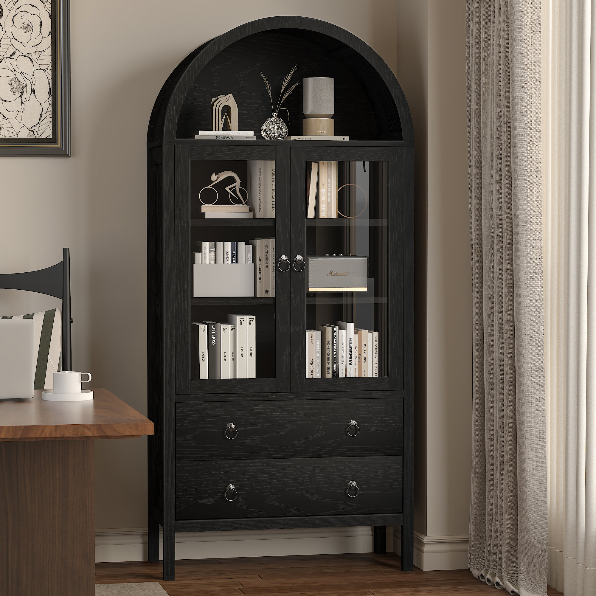 Lark Manor™ Adona 70.87''H Arched Adona Storage Bookcase Cabinet